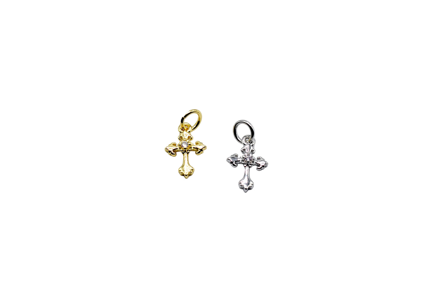 Mini Vintage Cross Charm Pendant | 18K Gold-Filled & Silver Plated