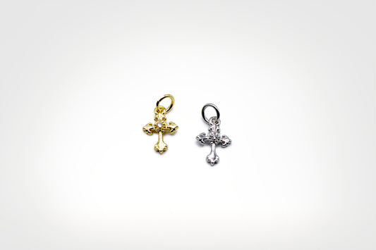 Mini Vintage Cross Charm Pendant | 18K Gold-Filled & Silver Plated