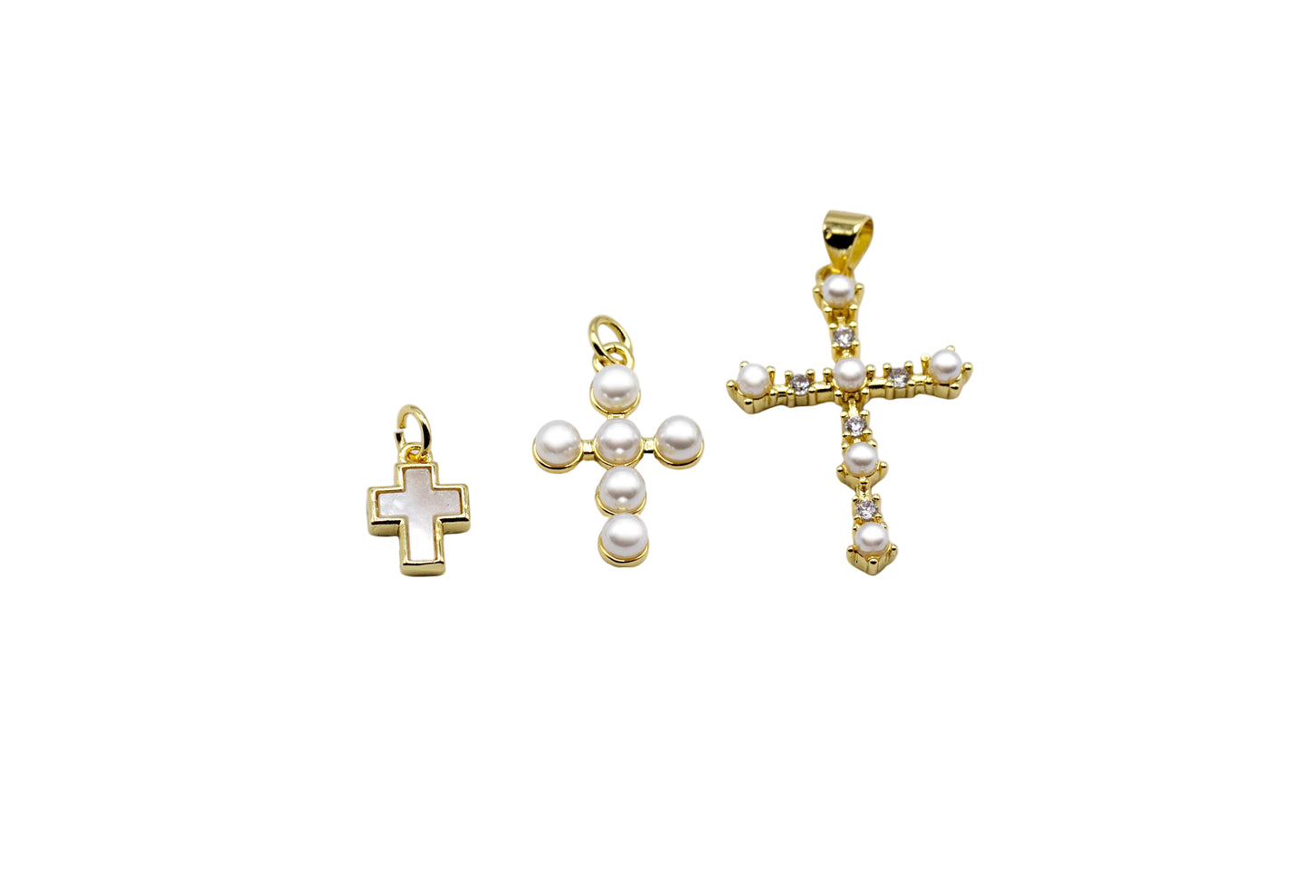 Cross Mother of Pearl Charm Pendants | 18K Gold-Filled & Silver Plated