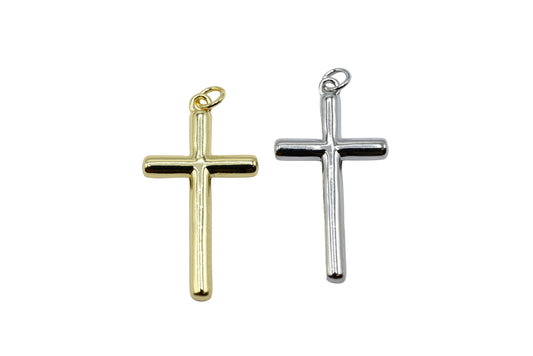 Large Minimalist Cross Charm Pendant | 18K Gold-Filled & Silver Plated