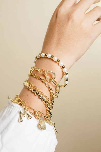 Modern Letter Charm With Studs A–Z | 18K Gold-filled
