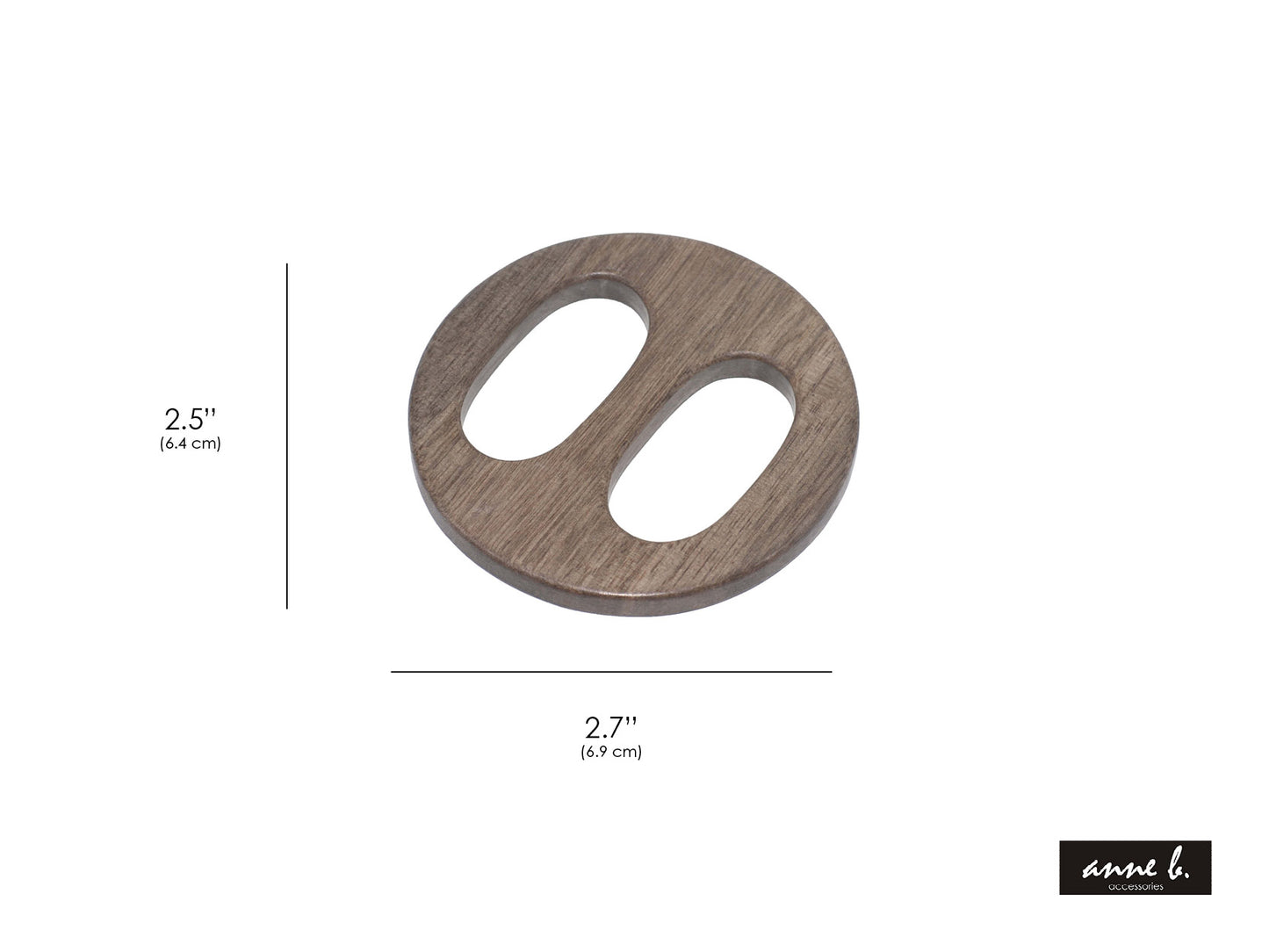 Grey Wood Scarf Ring - Round