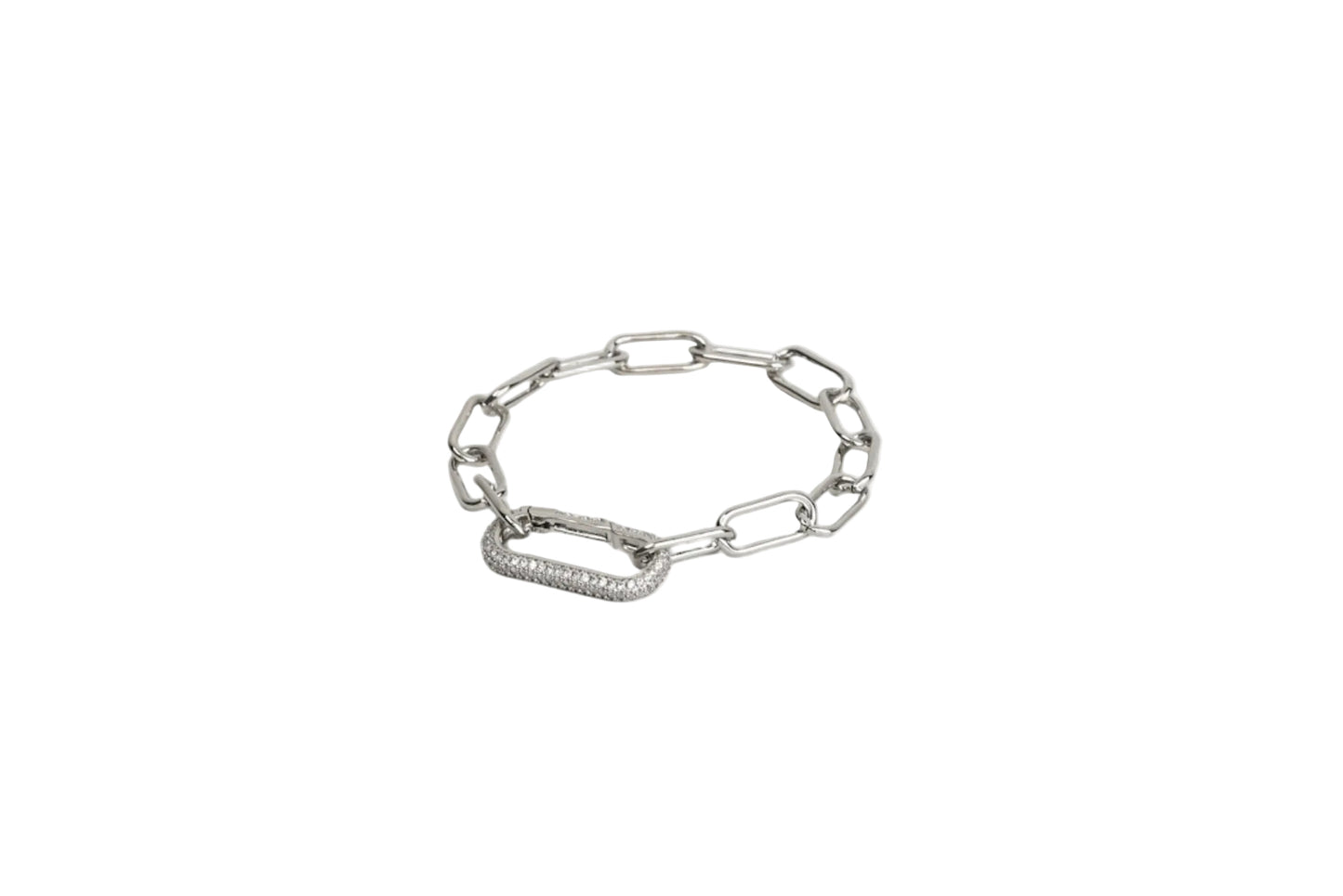 Diamond Rectangle Carabiner Chunky Paper Clip Bracelet