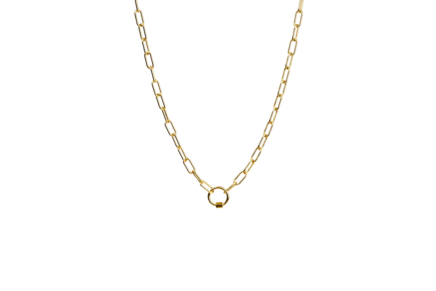 Circle Screw Gate Carabiner Chunky Paper Clip Chain Necklace