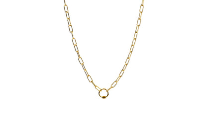 Circle Screw Gate Carabiner Chunky Paper Clip Chain Necklace