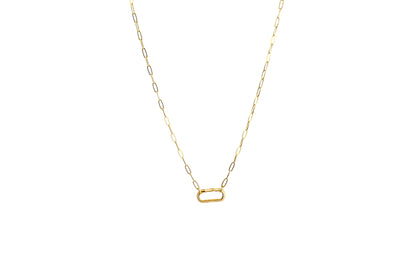 Diamond Rectangle Carabiner Paper Clip Chain Necklace