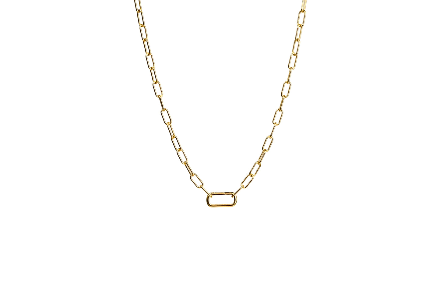 Plain Rectangle Carabiner Chunky Paper Clip Chain Necklace