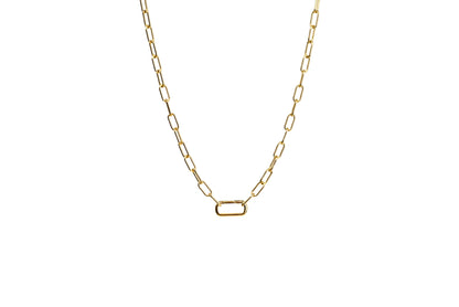 Plain Rectangle Carabiner Chunky Paper Clip Chain Necklace