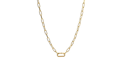 Diamond Rectangle Carabiner Chunky Paper Clip Chain Necklace