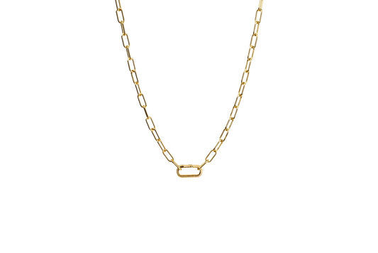 Amalfi Diamond Rectangle Carabiner Chain | 18K Gold-Filled & Silver