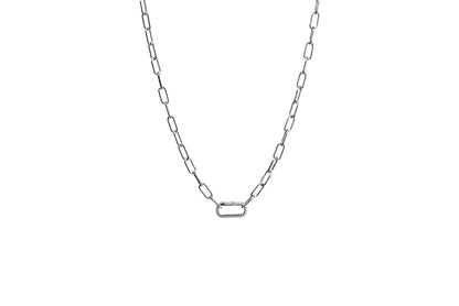 Diamond Rectangle Carabiner Chunky Paper Clip Chain Necklace