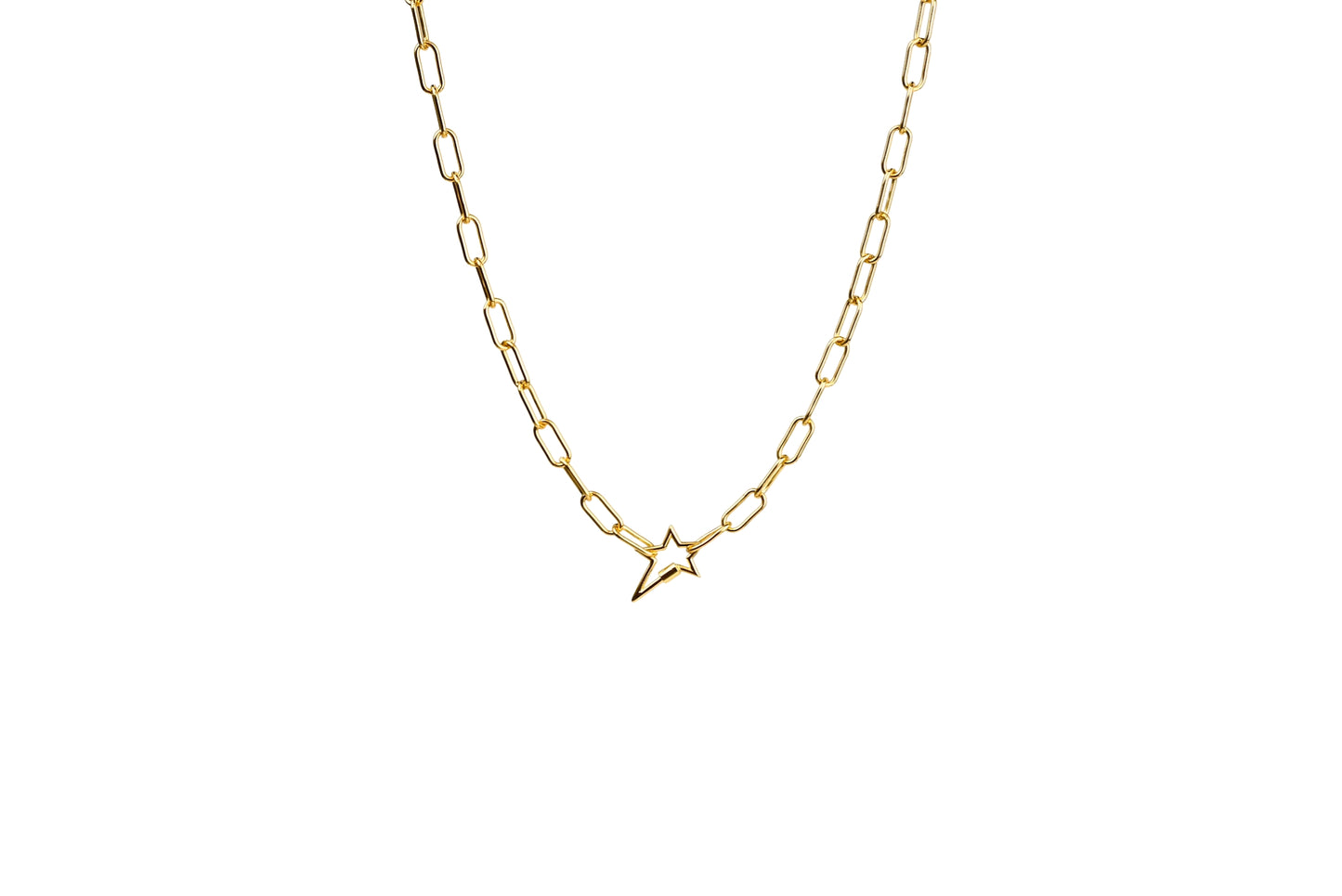 Star Carabiner Chunky Paper Clip Chain Necklace