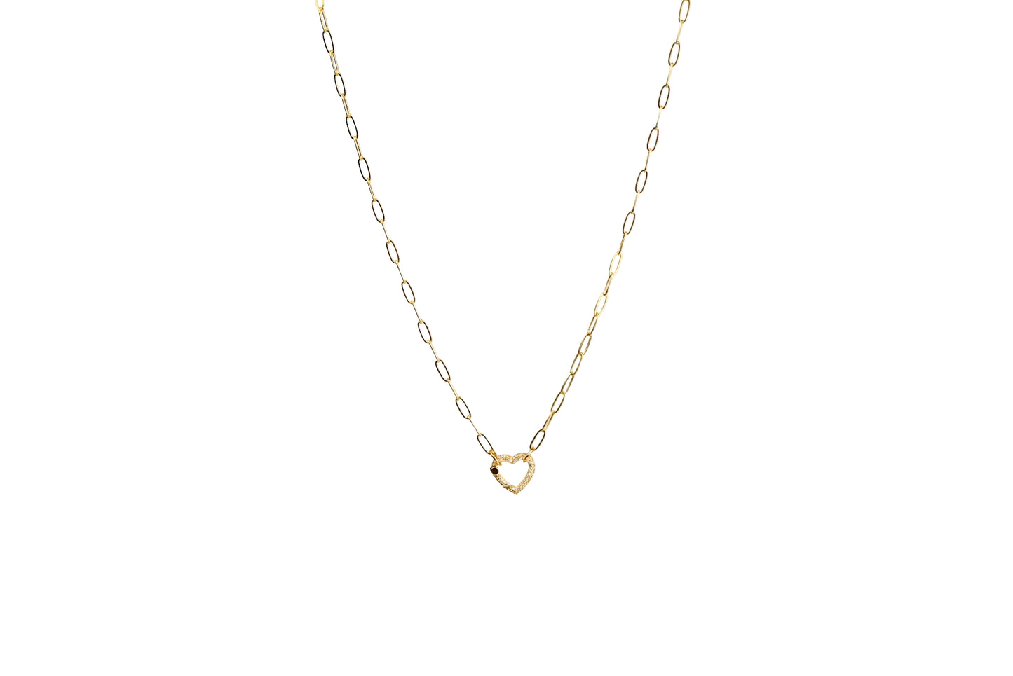 Heart Carabiner Paper Clip Chain Necklace