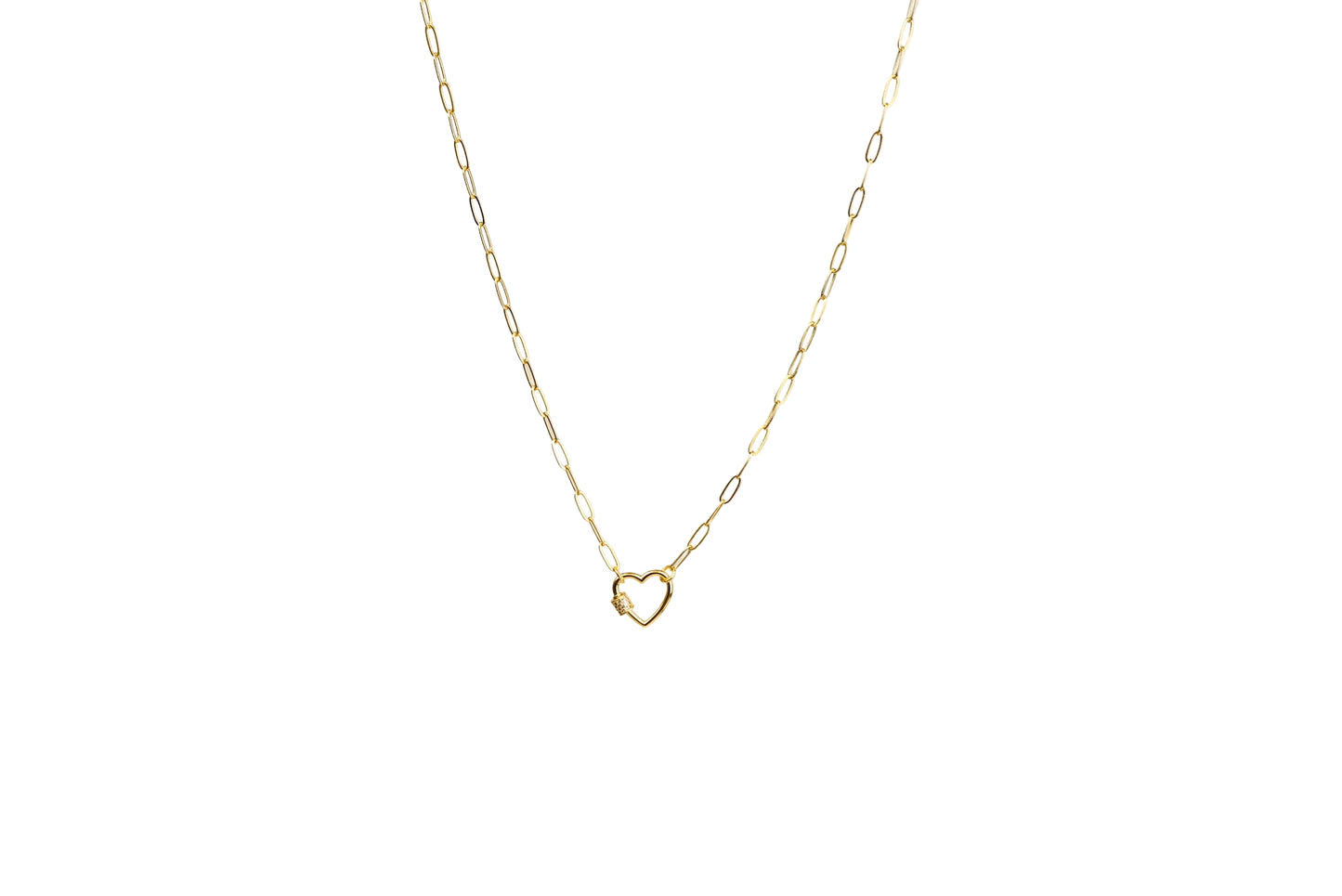 Heart Lock Paper Clip Chain Necklace