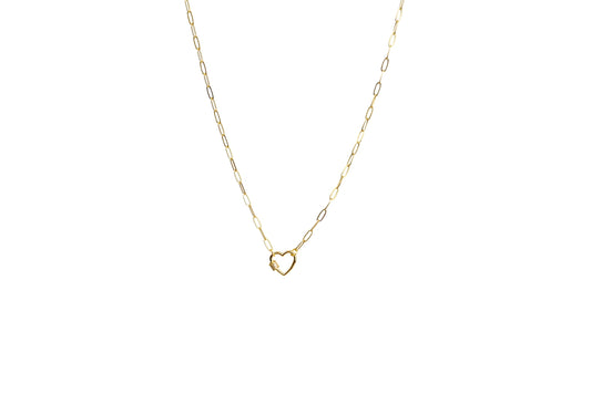 Heart Carabiner Paperclip Chain Necklace | 18K Gold-Filled & Silver