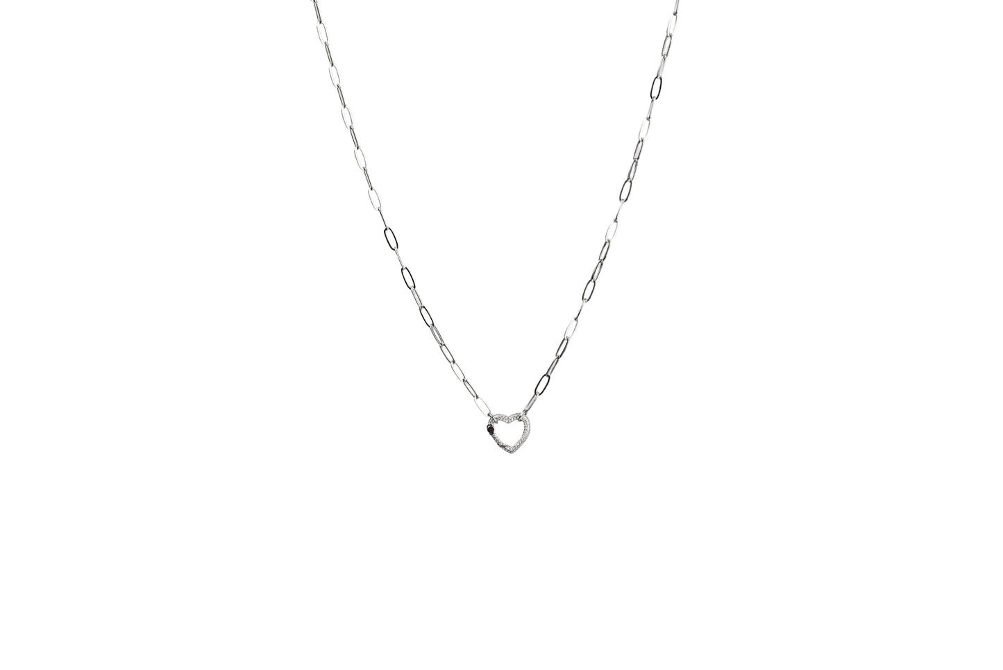 Heart Carabiner Paper Clip Chain Necklace