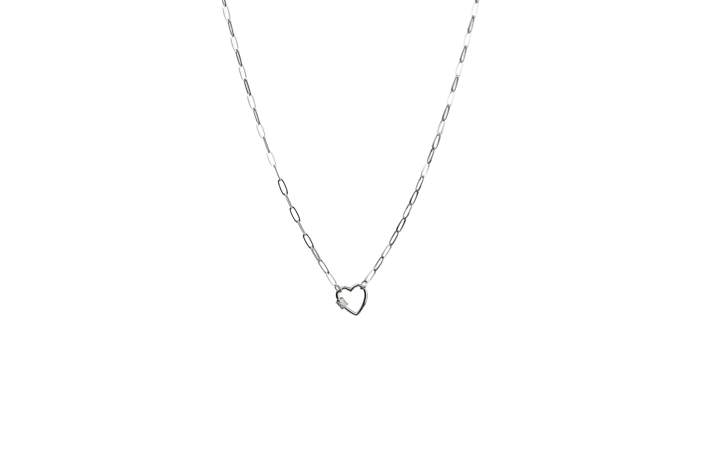 Heart Lock Paper Clip Chain Necklace
