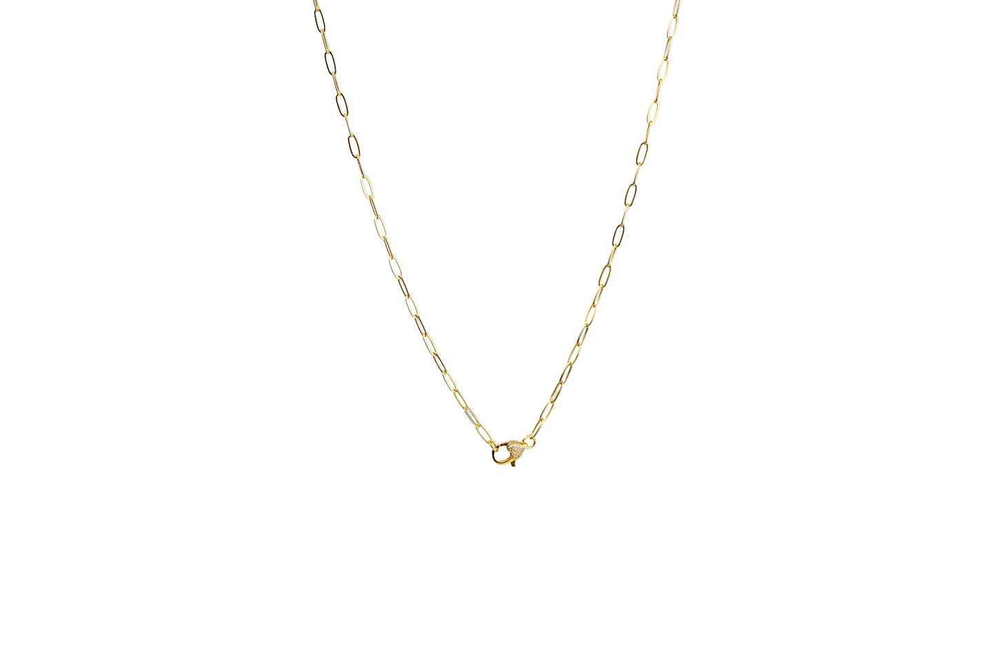 Diamond Lobster Clasp Paper Clip Chain Necklace