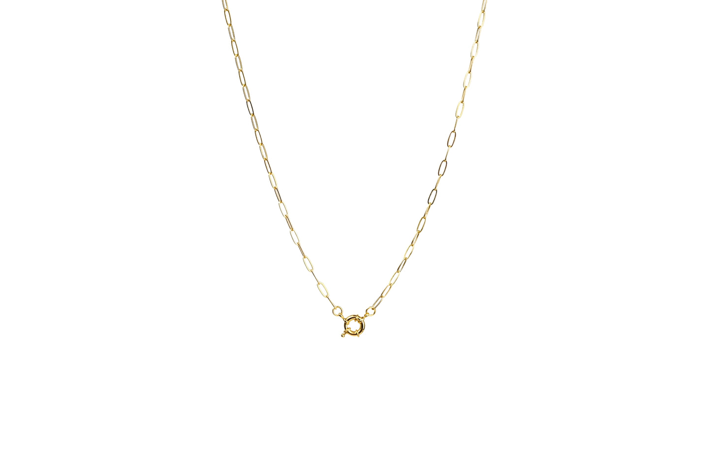Round Spring Clasp Paper Clip Chain Necklace