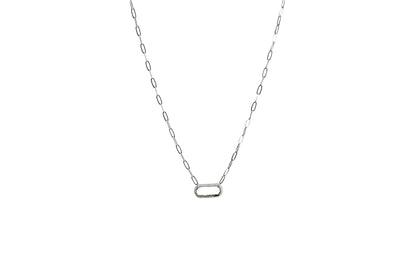 Diamond Rectangle Carabiner Paper Clip Chain Necklace