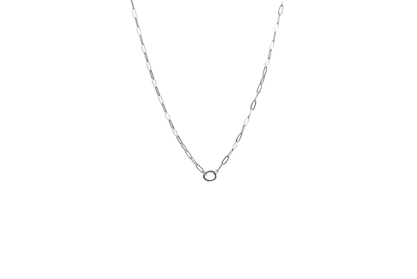 Small Oval Carabiner Paper Clip Chain Necklace