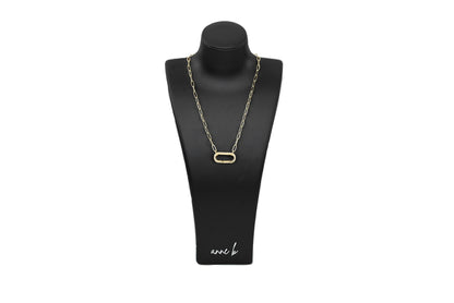 Diamond Rectangle Carabiner Paper Clip Chain Necklace