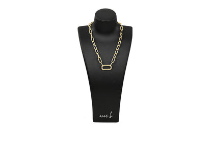 Plain Rectangle Carabiner Chunky Paper Clip Chain Necklace