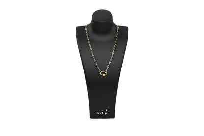 Small Diamond Oval Screw-Gate Paper Clip Chain Necklace