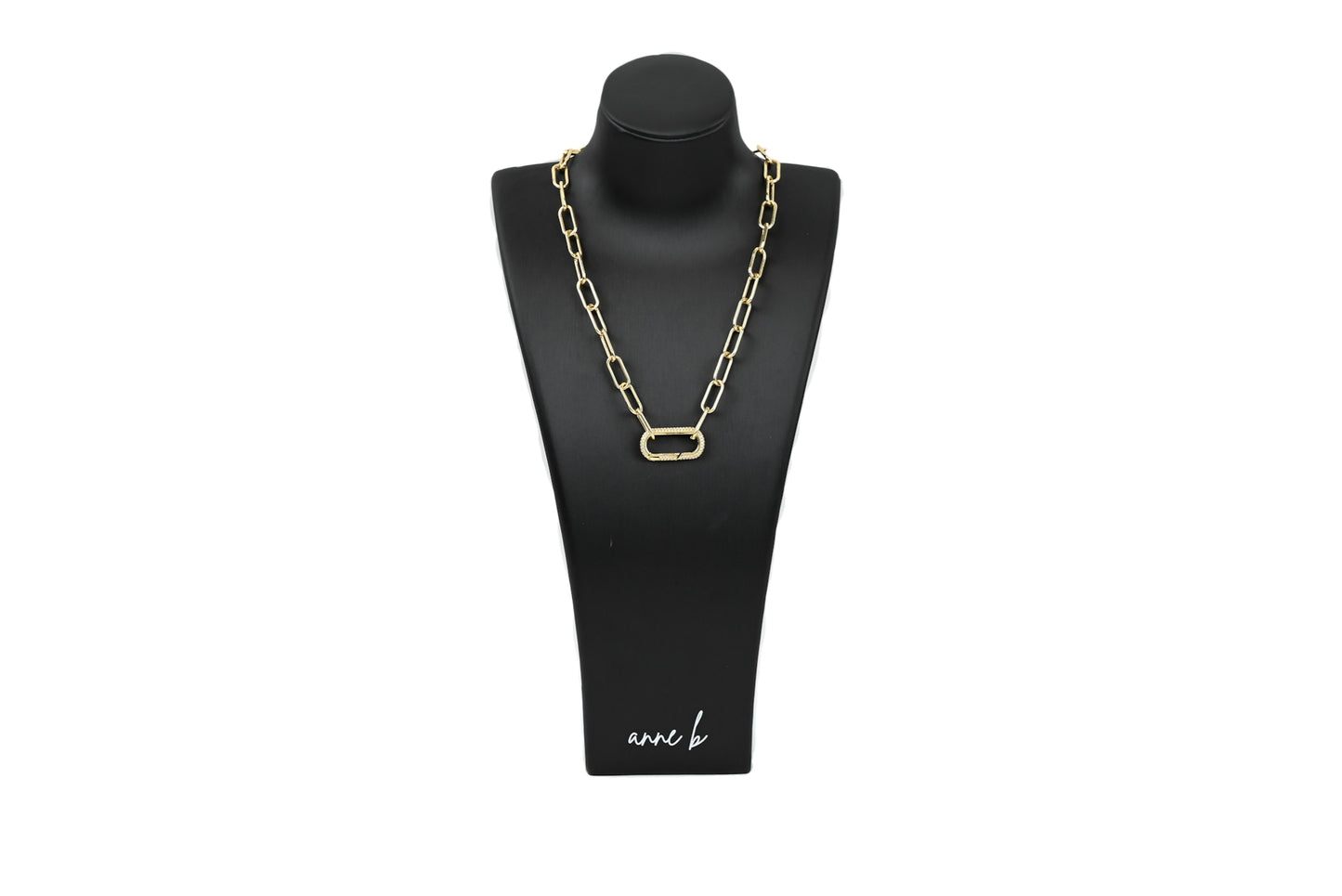 Diamond Rectangle Carabiner Chunky Paper Clip Chain Necklace