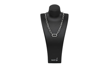 Diamond Rectangle Carabiner Chunky Paper Clip Chain Necklace
