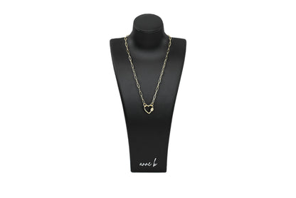 Heart Lock Paper Clip Chain Necklace
