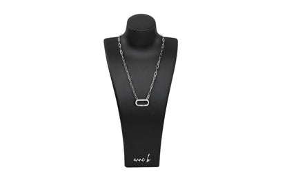 Diamond Rectangle Carabiner Paper Clip Chain Necklace