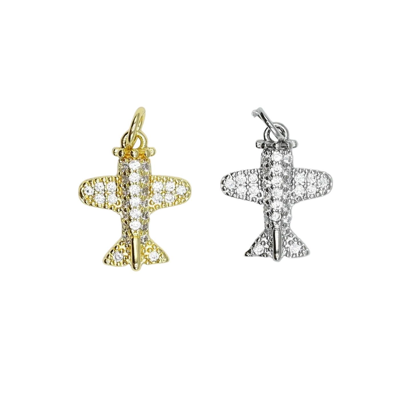 Crystal Airplane Charm Pendant | 18K Gold-Filled & Silver
