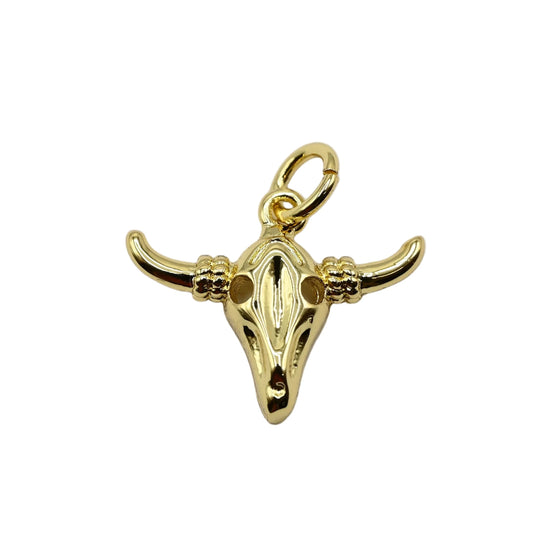 Western Bull Skull Charm Pendant | 18K Gold-Filled & Silver Plated