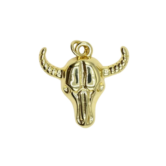 Large Bull Skull Charm Pendant | 18K Gold-Filled