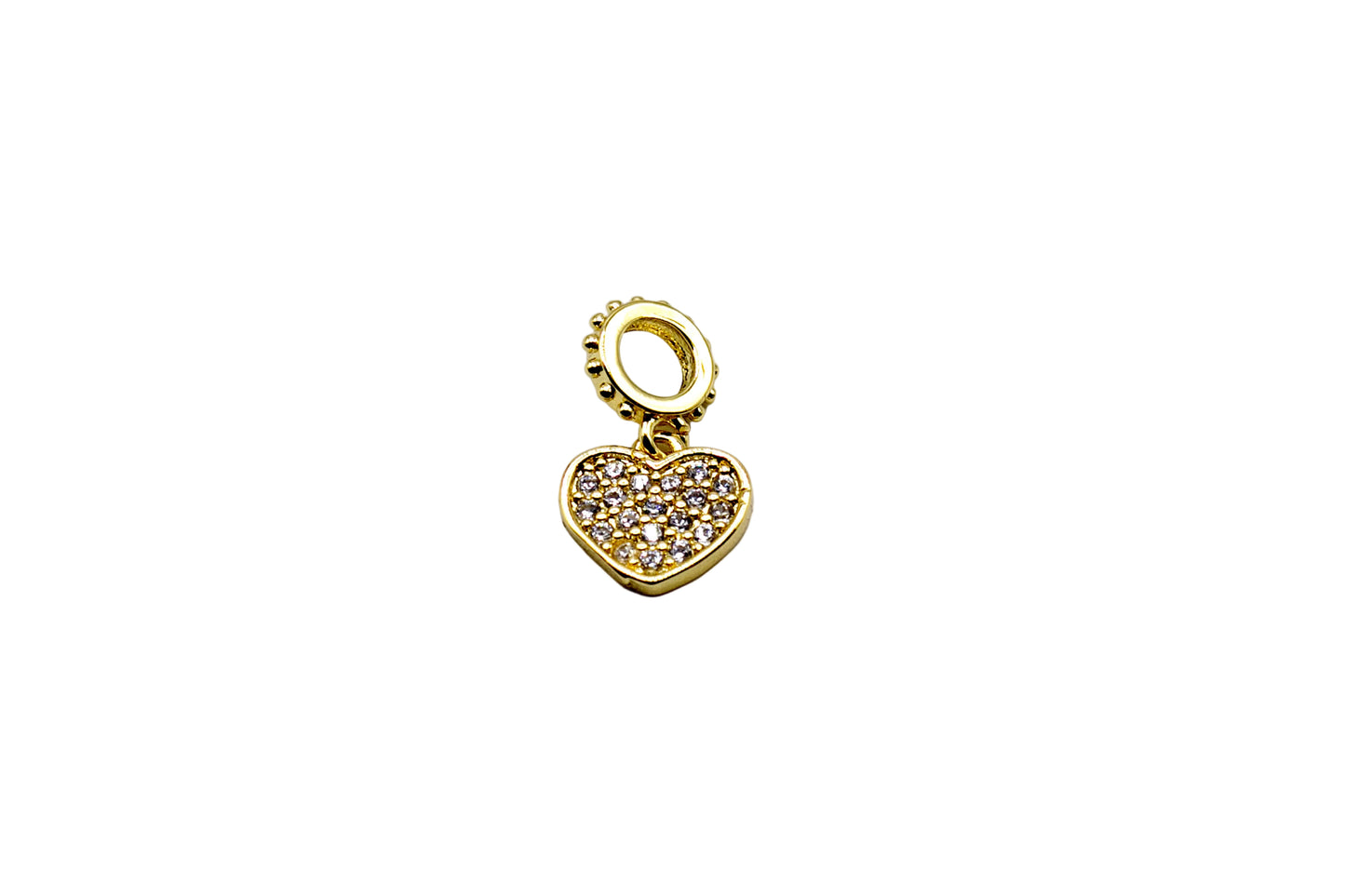 Crystal Heart With Ring Charm Pendant | 18K Gold-Filled & Silver Plated
