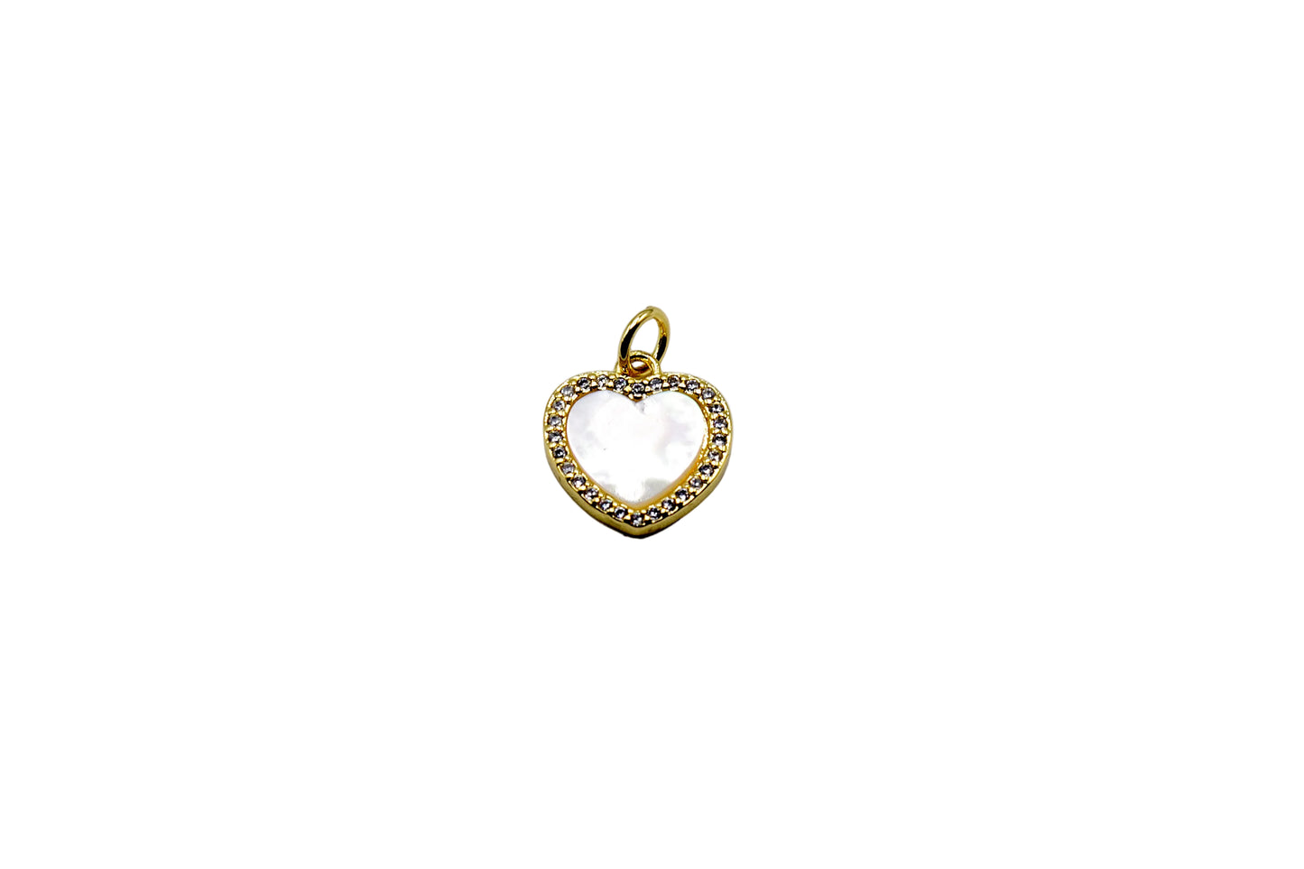 Mother of Pearl Heart With Studs Charm Pendant | 18K Gold-Filled & Silver Plated