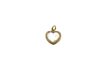 Mother of Pearl Heart With Studs Charm Pendant | 18K Gold-Filled & Silver Plated