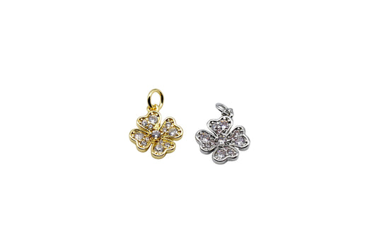 Crystal Clover Charm Pendant | 18K Gold-Filled & Silver